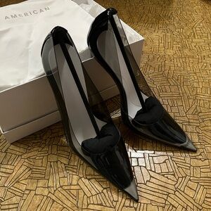 NIB Black clear pointed toe heels